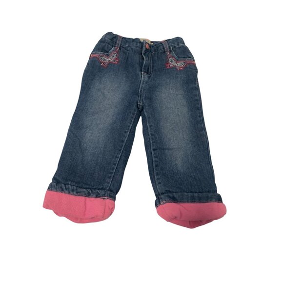 Wonder Kids Girls Infant baby Size 24 months Blue Jeans Fleece Lined Winter Wais - Picture 1 of 5